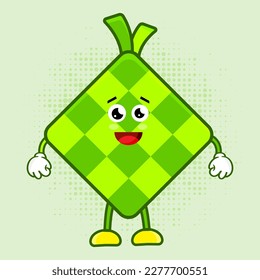 Cute Ketupat Character, Cute Ketupat Character is a charming Indonesian food mascot design featuring a lovable ketupat character that's perfect for a variety of applications