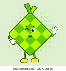 Cute Ketupat Character, Cute Ketupat Character is a charming Indonesian food mascot design featuring a lovable ketupat character that's perfect for a variety of applications
