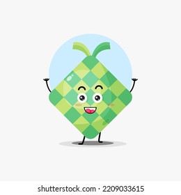 cute ketupat food character laughing happily