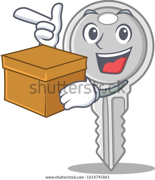 Cute Key Cartoon Character Having Box Stock Vector (Royalty Free ...