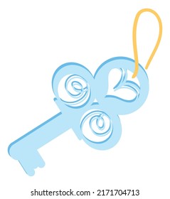 Cute key on string. Magic decorative secret symbol