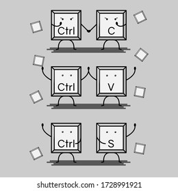 Cute Keyboard Doodle Character Flat