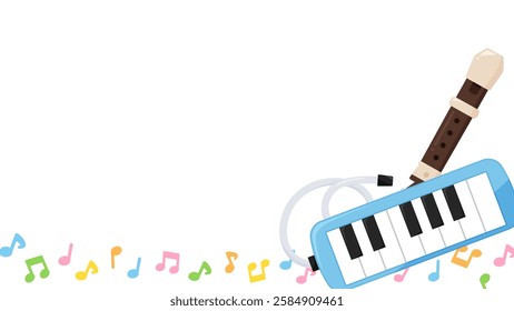 Cute keyboard harmonica and recorder frame