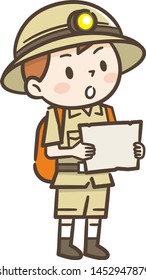 Cute kid of adventurer with map