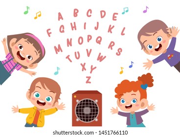 cute kid alphabet vector set
