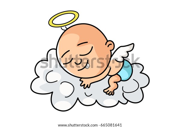 Cute Kid Angel Sleeping On Cloud Stock Vector (Royalty Free) 665081641 ...