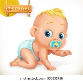 Cute kid. Baby. 3d vector icon.