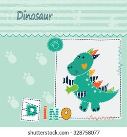 Cute kid background with dinosaur for t-shirt, greeting card, baby shower