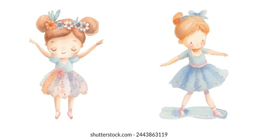 Nettes Kind Ballerina Aquarell Vektor-Illustration 