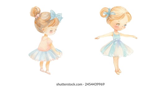 lindo niño bailarina acuarela Ilustración vectorial 