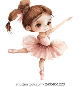 cute kid ballet vector illustration in watercolour style