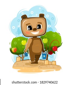 Teddybär. Cartoon-Stil. Junge Trübe. Vektorgrafik. Schön, Baby.