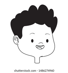Cute kid boy face and head smiling cartoon vector illustration graphic design.