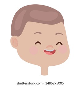 Cute kid boy face and head smiling cartoon vector illustration graphic design.