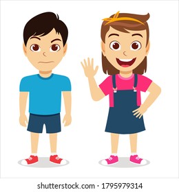 Cute kid boy and girl with expressions happy and expressions isolated in a white background 