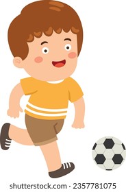 cute kid boy play soccer