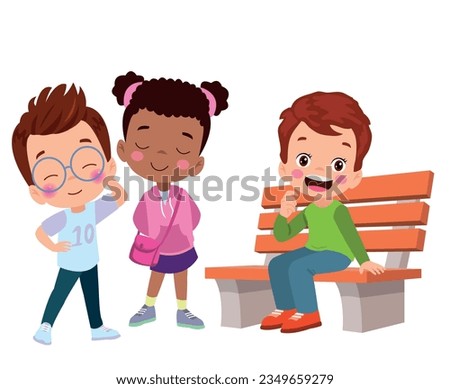 cute kid boy sitting on bench
