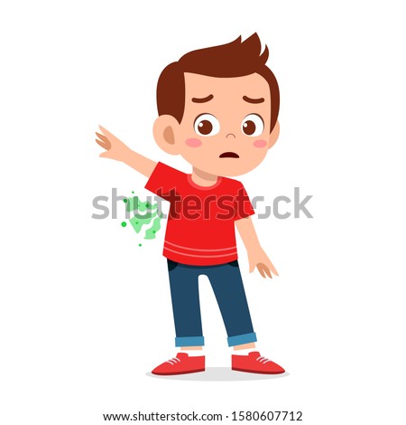 cute kid boy with smelly armpit body