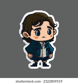 cute kid boy sticker art
