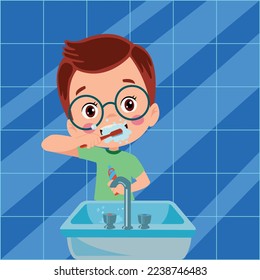 ilustración vectorial de dientes de lavado de niños lindos