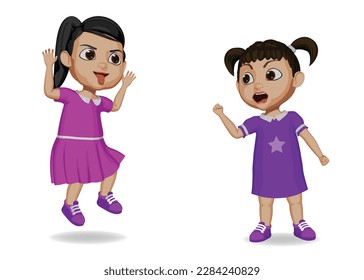cute kid bullying friend illustration