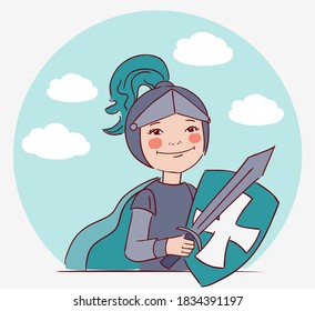 Cute kid in carnival costume. Vector illustration