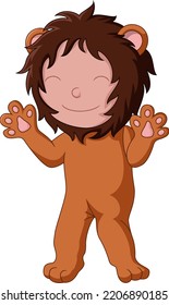 Cute kid cartoon wearing lion costume