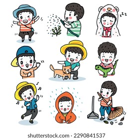 Cute kid character, cartoon drawing style illustration