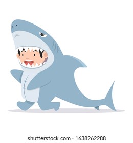 Cute Kid Characters In Shark Costume