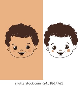 Cute Kid Charater Transparent Face illustration Vector Eps 10
