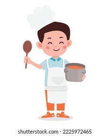 Cute kid chef cartoon character illustration