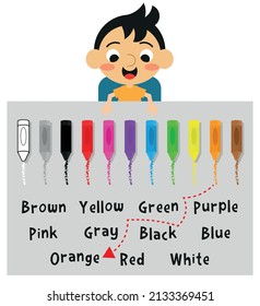 Cute kid and color matching activity