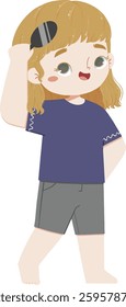 Cute kid combs the hair