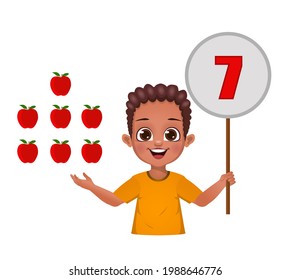 Cute Kid Counting Numbers By Showing Stock Vector (Royalty Free ...