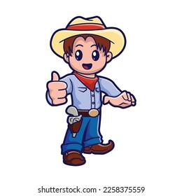 Cute-Kind in einer Cowboykostüme, Vektorgrafik