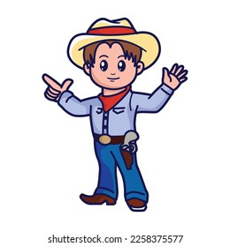 Cute-Kind in einer Cowboykostüme, Vektorgrafik