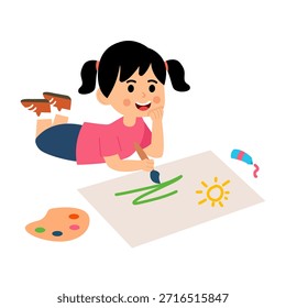 Cute Kid Drawing Illustration for Creative Playtime