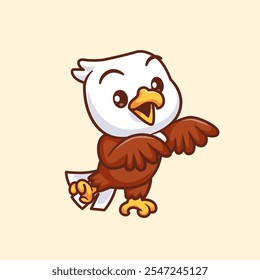 Cute Kid Eagle Bird Standing Cartoon Vector Icon Illustration. 
Animal Nature Icon Concept Isolated Premium Vector. Flat 
Cartoon Style 