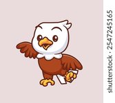 Cute Kid Eagle Bird Waving Hand Cartoon Vector Icon 
Illustration. Animal Nature Icon Concept Isolated Premium 
Vector. Flat Cartoon Style 