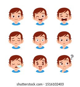 Cute Kid Face Expression Emoji Emoticon Set