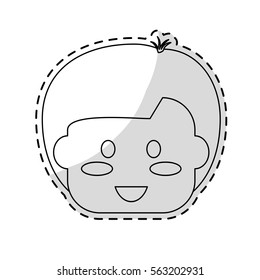cute kid face icon over white background. vector illustration