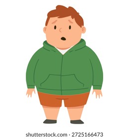 Diseño lindo de la Plantilla de la Ilustración vectorial del color plano del muchacho gordo del niño