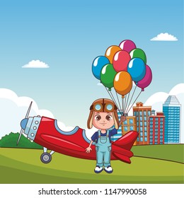 Cute Kid flying cartoons