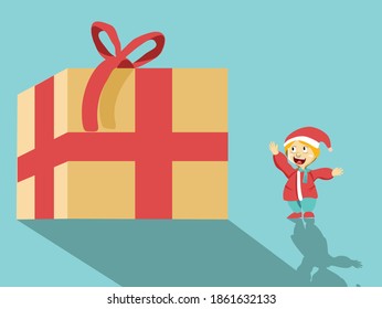 Niño con caja de regalo