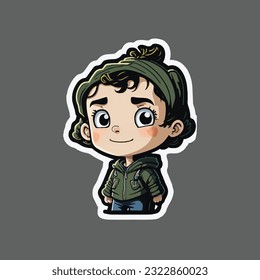 cute kid girl sticker art
