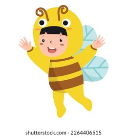 Cute Kid girl wearing costumes bee