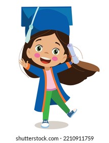 Cute Kid Graduating Graduation Throwing Cap Stock Vector (Royalty Free ...