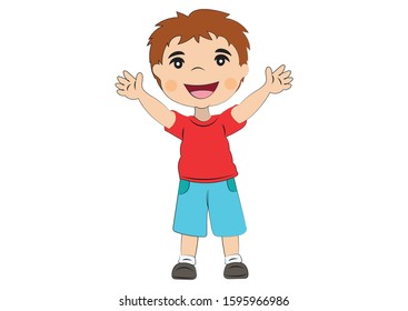 Cute kid. Happy Kid. Vector illustration of happy child isolated on white background