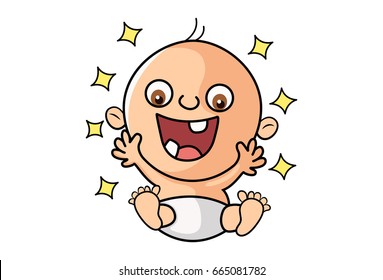 Cute Kid Happy. vector Illustration. Isolated on white background.