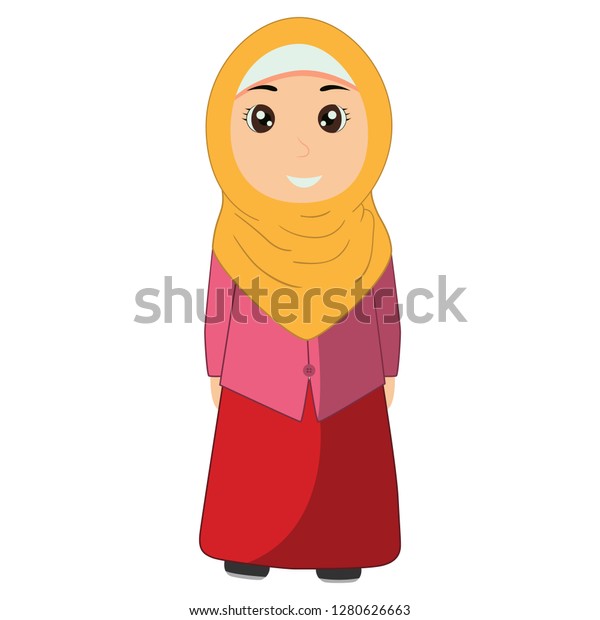 Cute Kid Hijab Animation Stock Vector (Royalty Free) 1280626663 ...